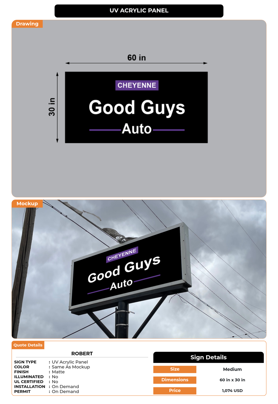 CUSTOM MOCKUP SIGN FOR Robert