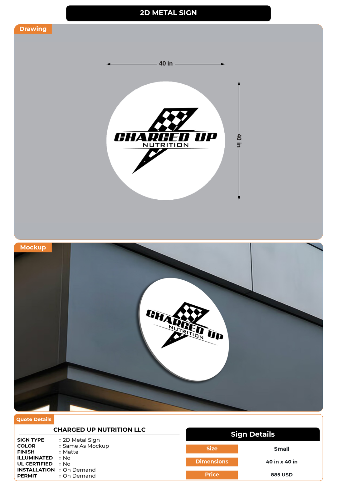 CUSTOM MOCKUP SIGN FOR charged up nutrition llc