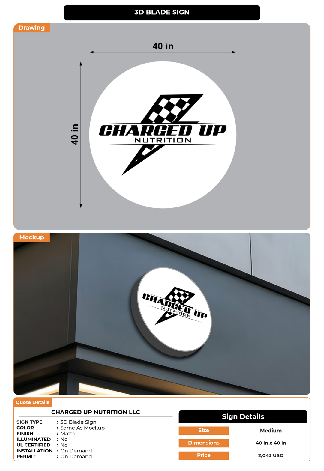 CUSTOM MOCKUP SIGN FOR charged up nutrition llc