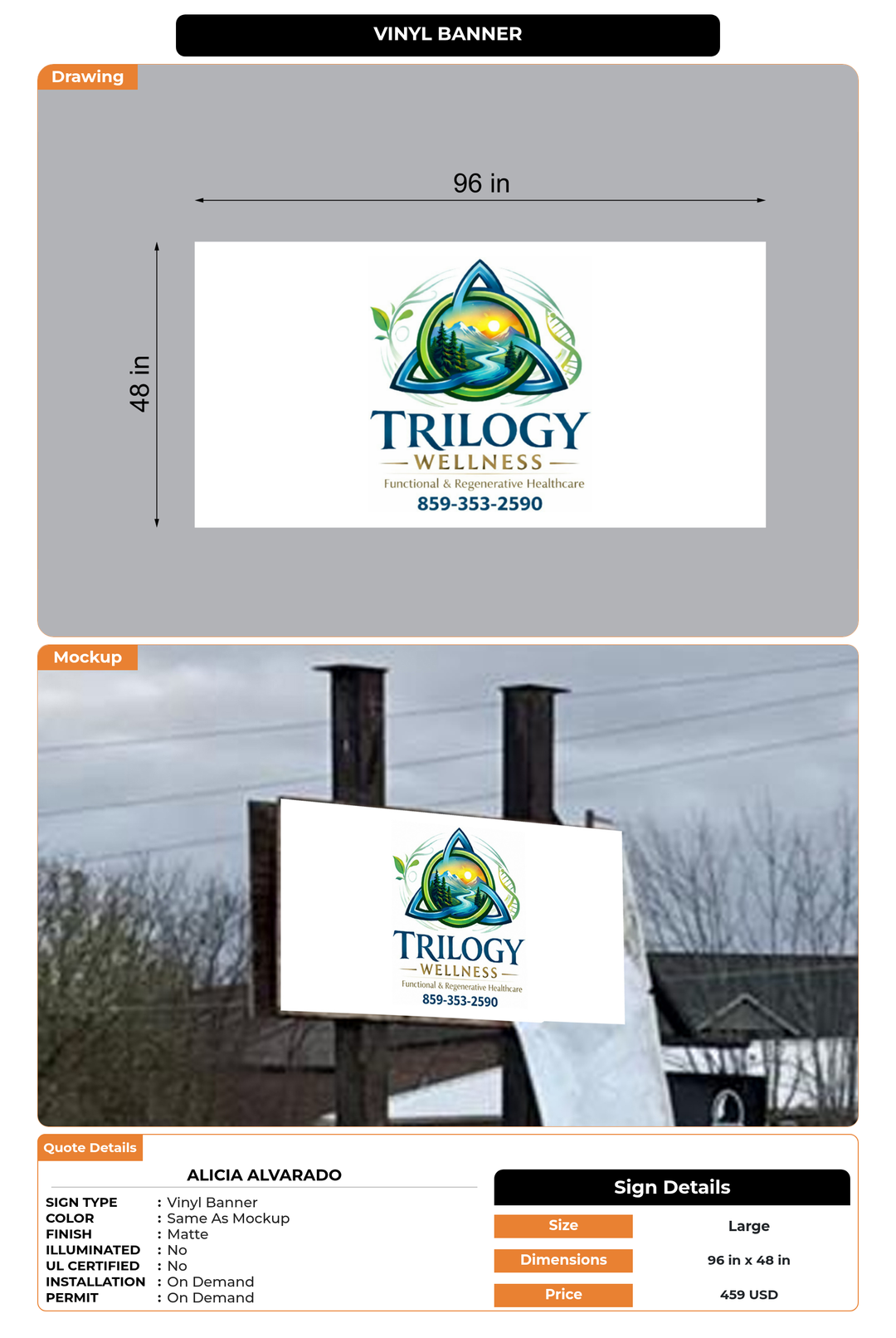 CUSTOM MOCKUP SIGN FOR Alicia Alvarado