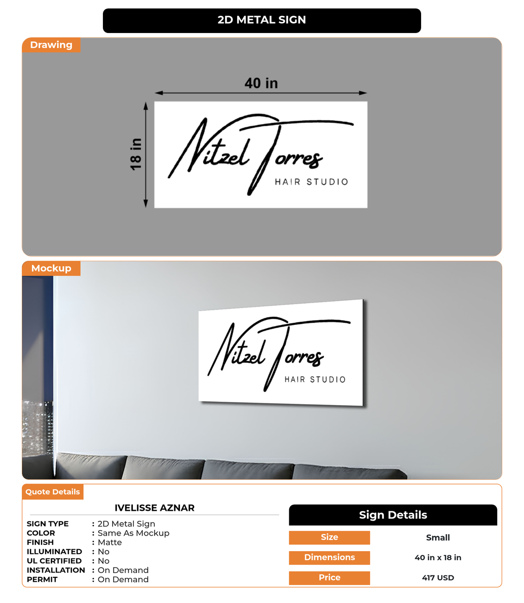CUSTOM MOCKUP SIGN FOR Ivelisse Aznar