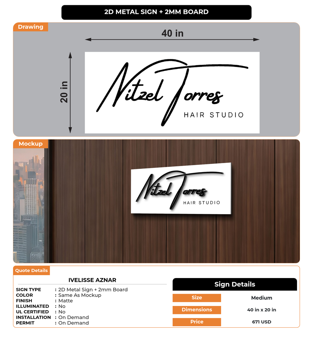 CUSTOM MOCKUP SIGN FOR Ivelisse Aznar