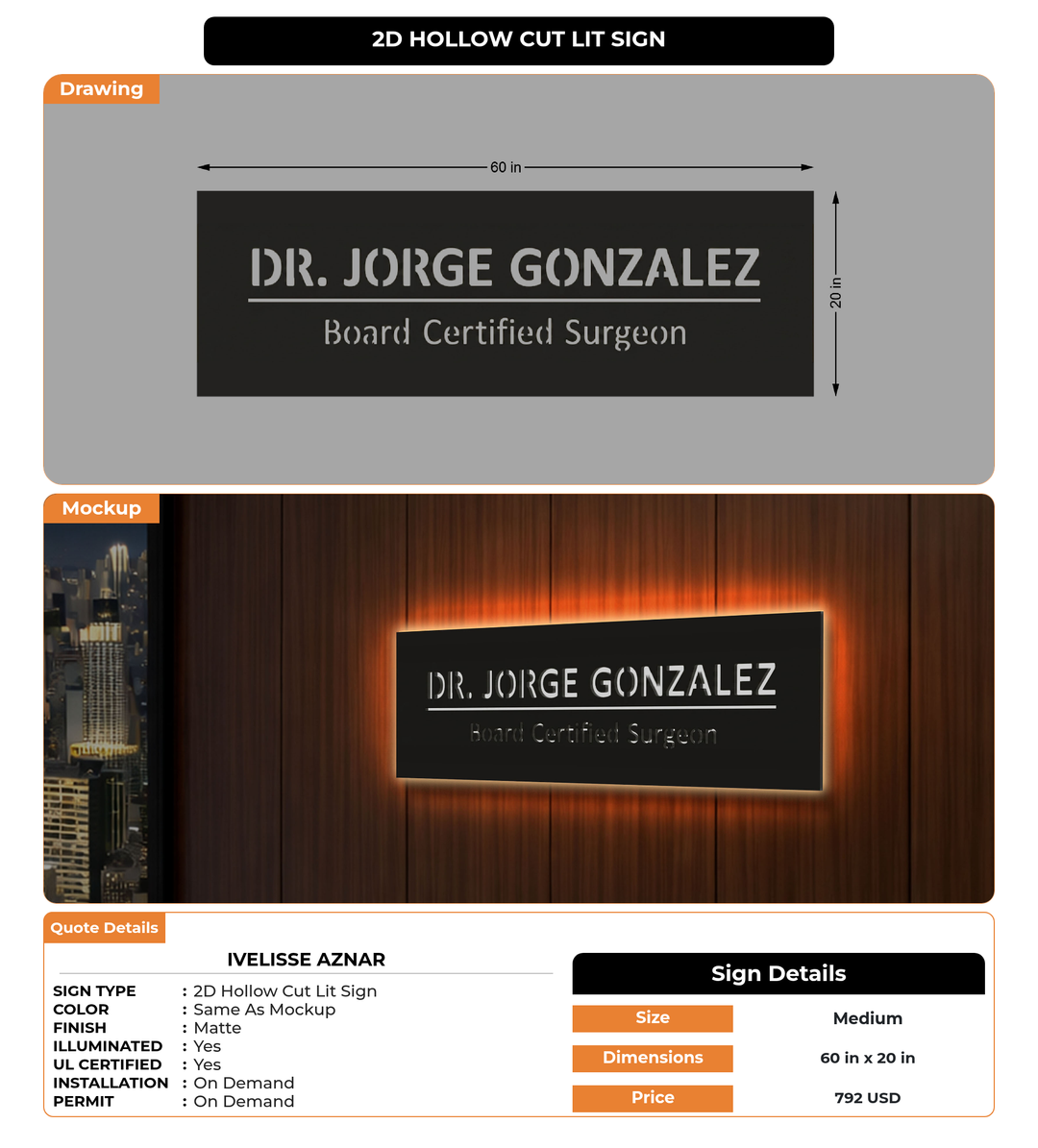 CUSTOM MOCKUP SIGN FOR Ivelisse Aznar