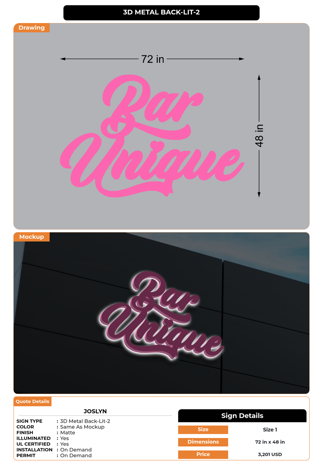 CUSTOM MOCKUP SIGN FOR Joslyn