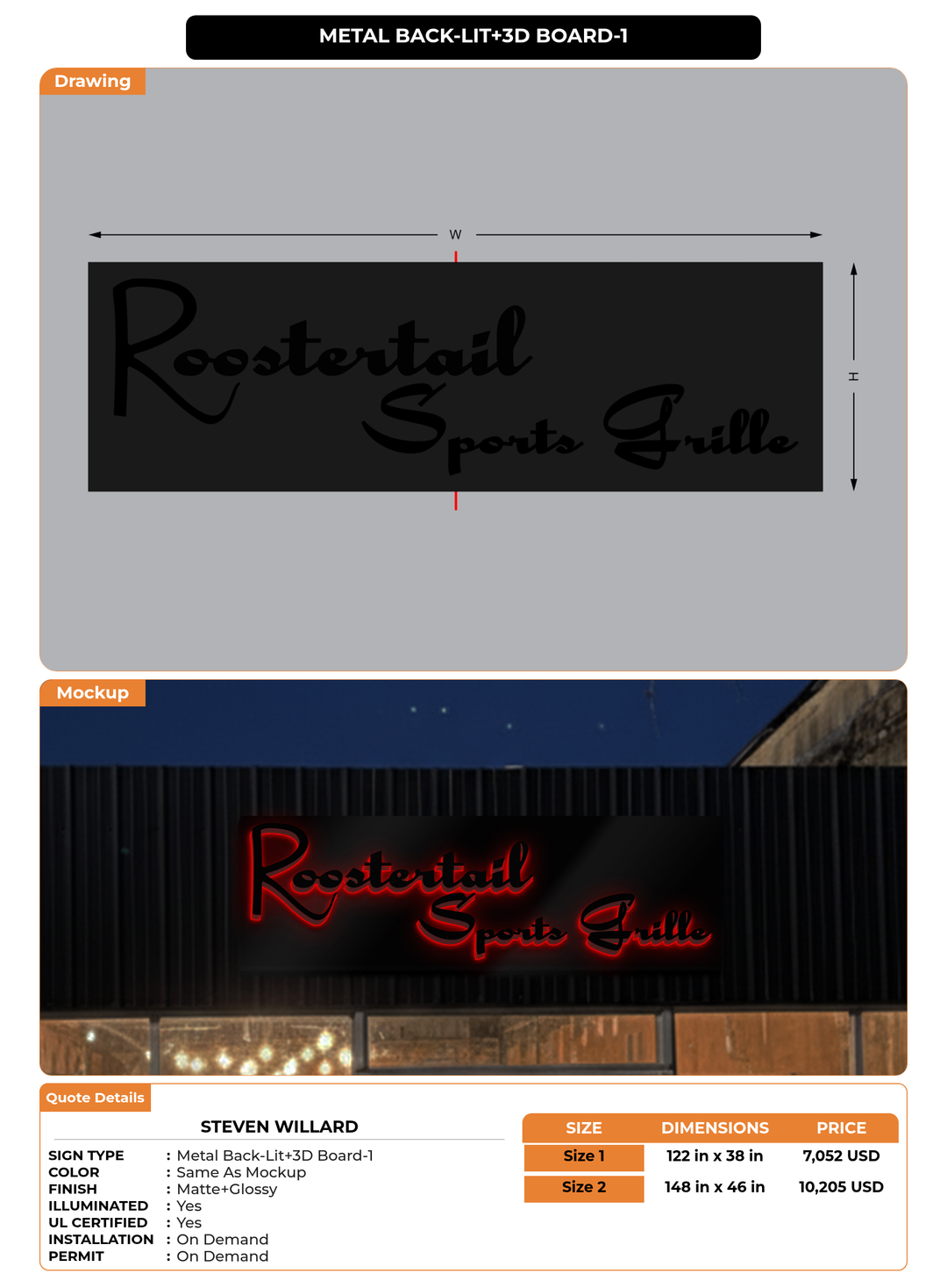 CUSTOM MOCKUP SIGN FOR Steven Willard