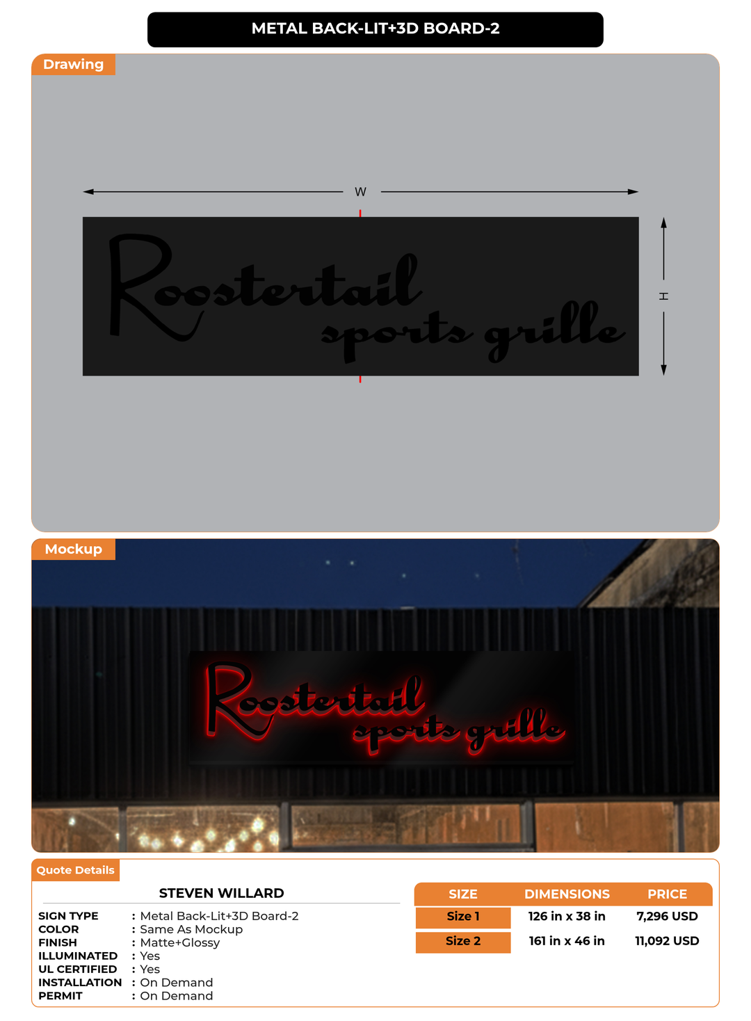 CUSTOM MOCKUP SIGN FOR Steven Willard