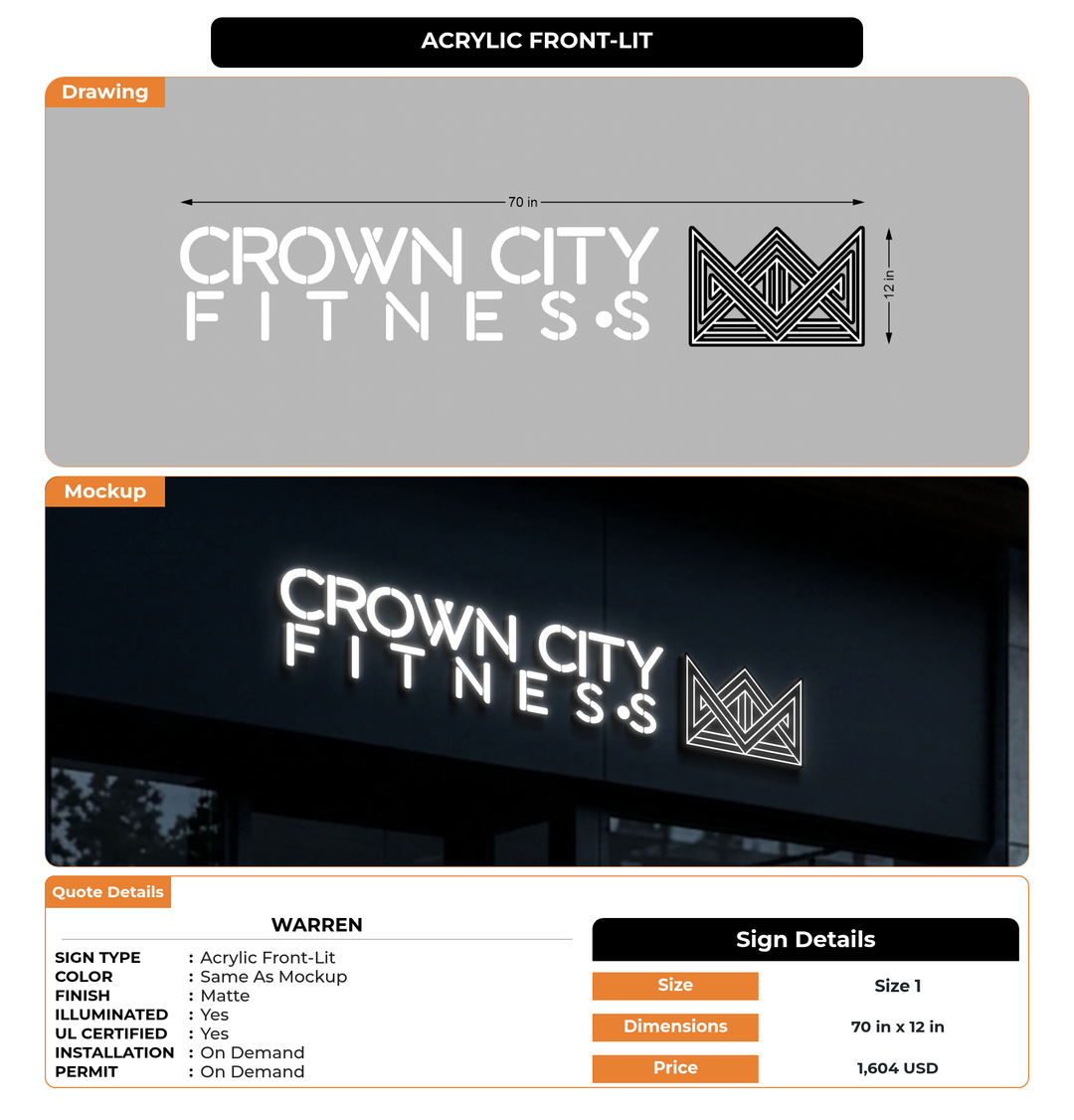 CUSTOM MOCKUP SIGN FOR Warren