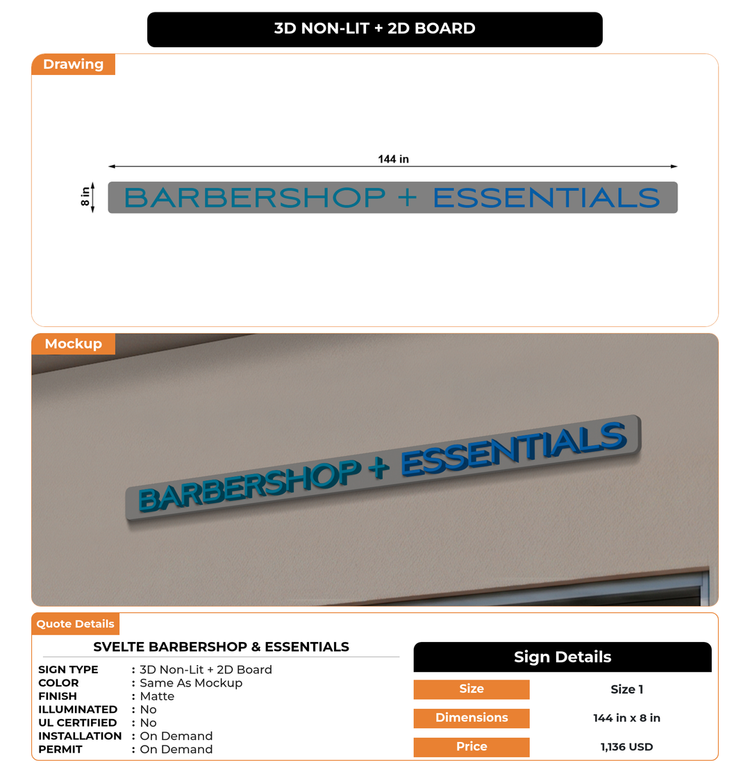 CUSTOM MOCKUP SIGN FOR Svelte Barbershop & Essentials