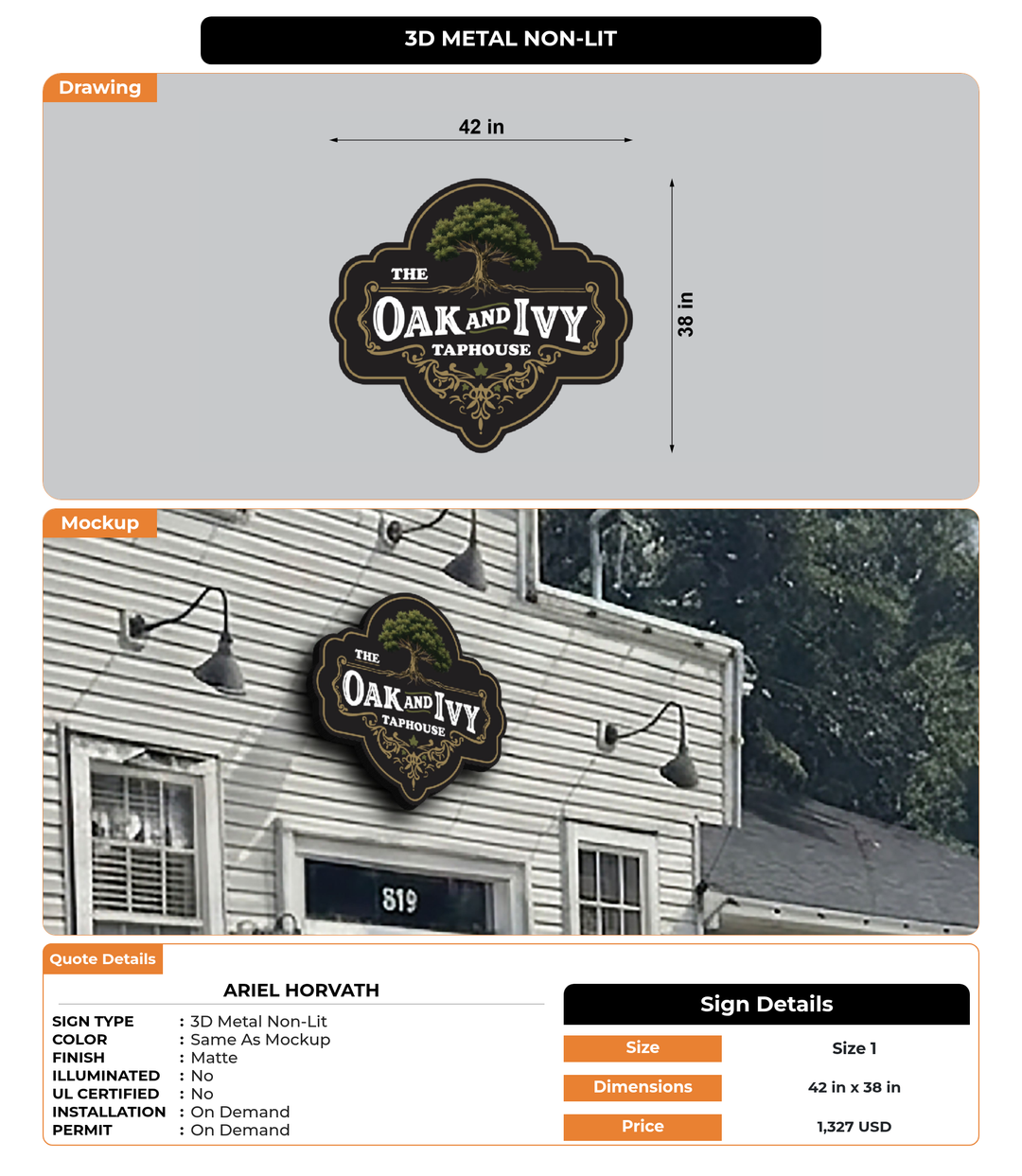 CUSTOM MOCKUP SIGN FOR Ariel Horvath