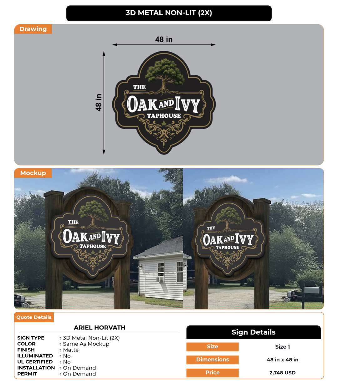 CUSTOM MOCKUP SIGN FOR Ariel Horvath