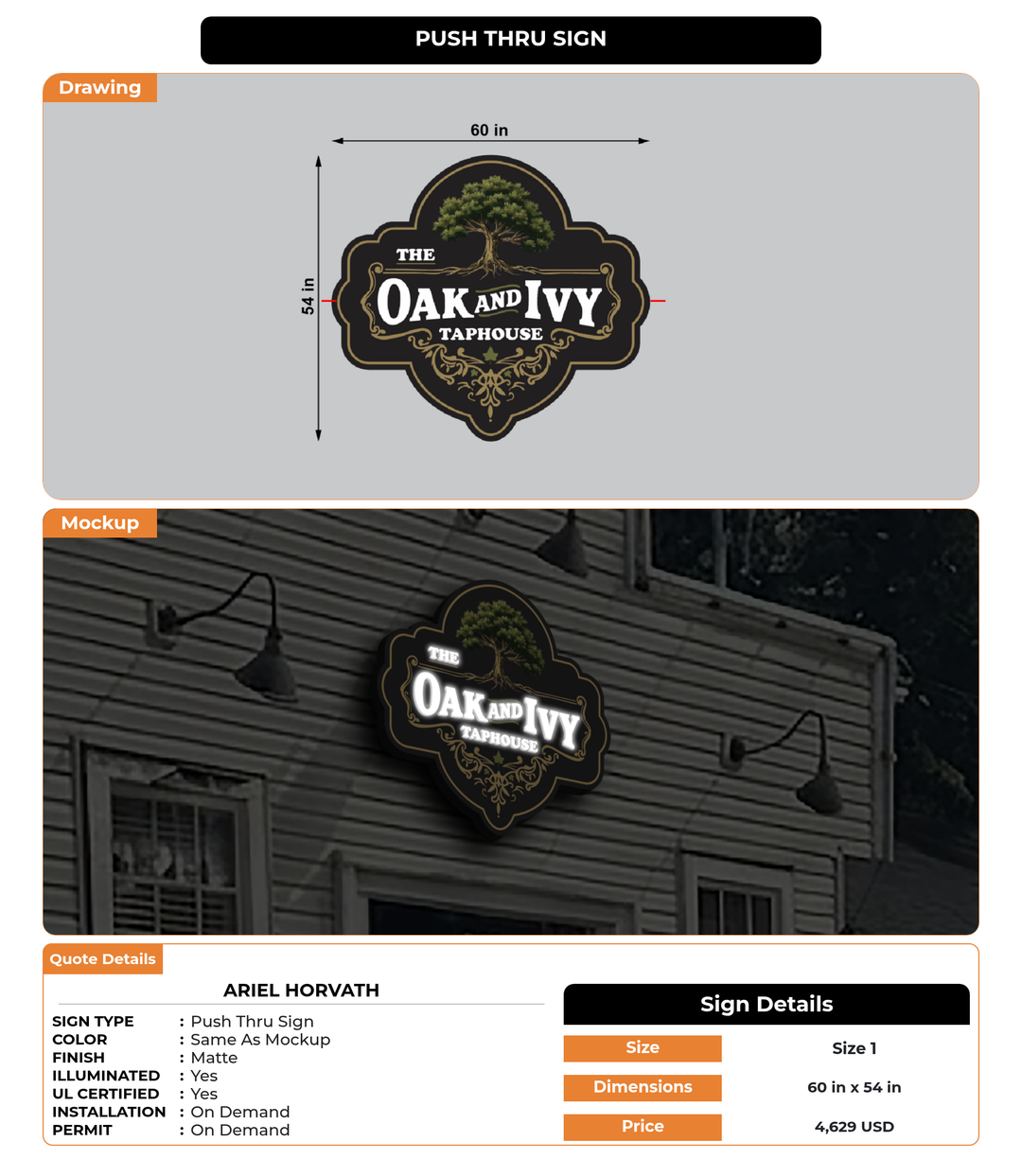 CUSTOM MOCKUP SIGN FOR Ariel Horvath