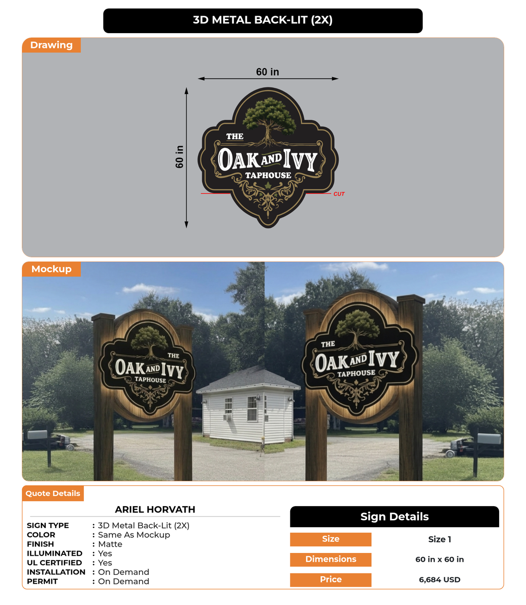 CUSTOM MOCKUP SIGN FOR Ariel Horvath