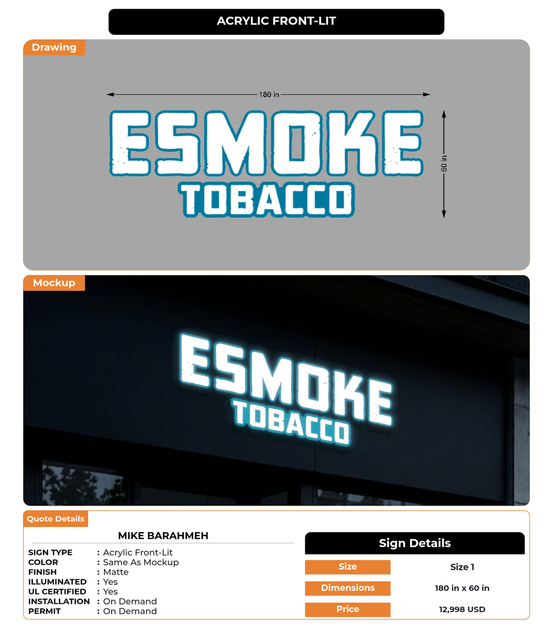 CUSTOM MOCKUP SIGN FOR Mike barahmeh