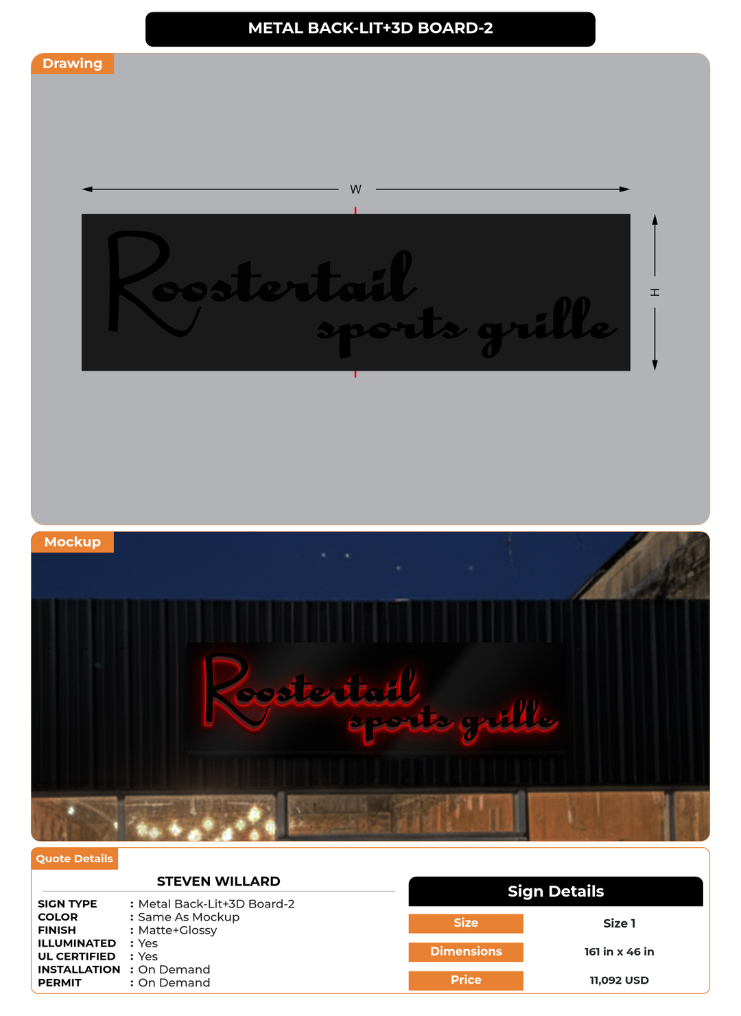 CUSTOM MOCKUP SIGN FOR Steven Willard