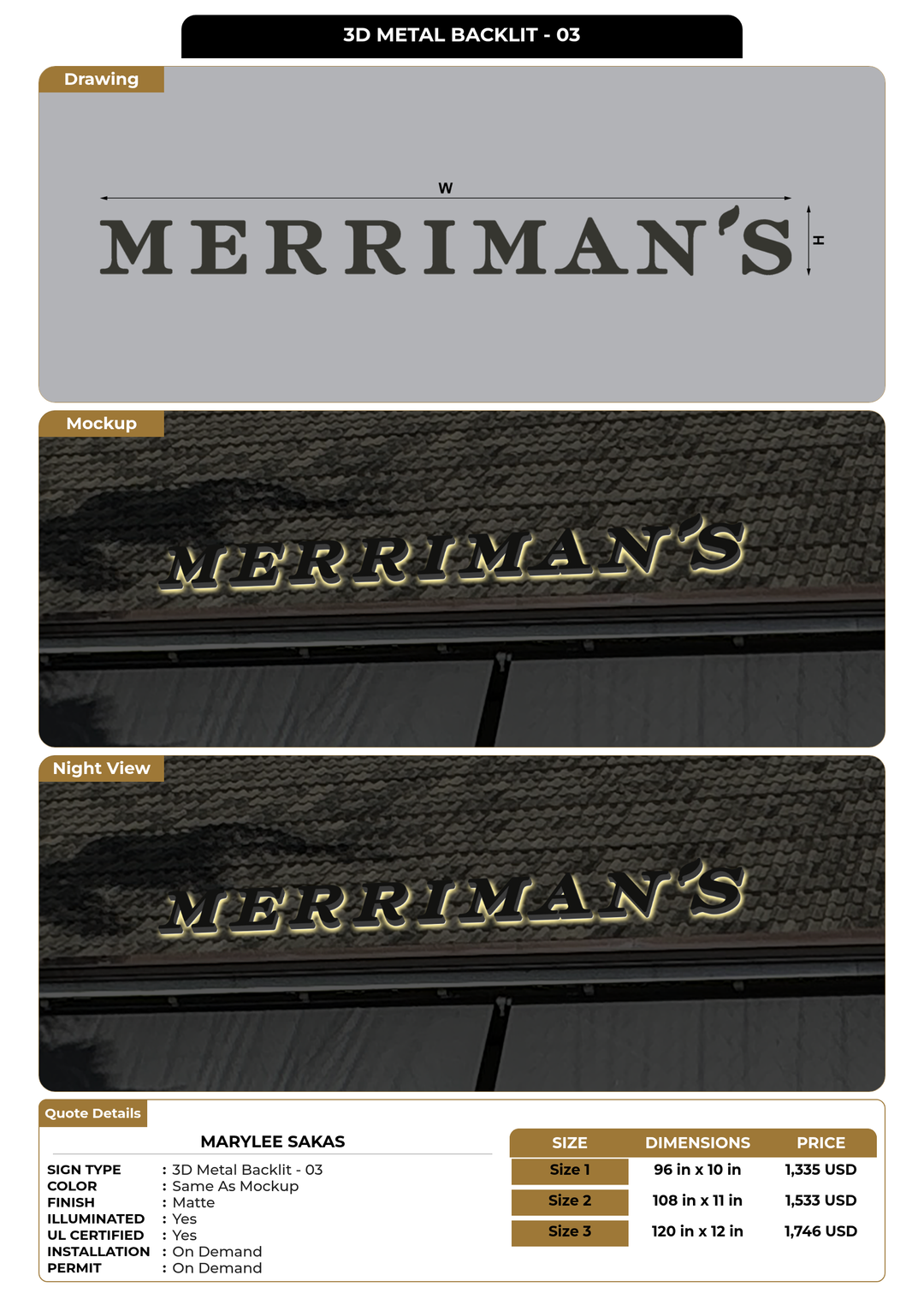 CUSTOM MOCKUP SIGN FOR Marylee Sakas