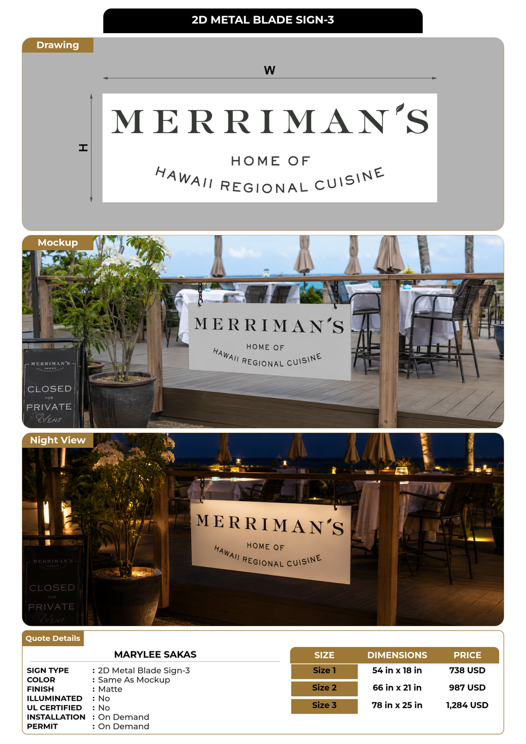 CUSTOM MOCKUP SIGN FOR Marylee Sakas