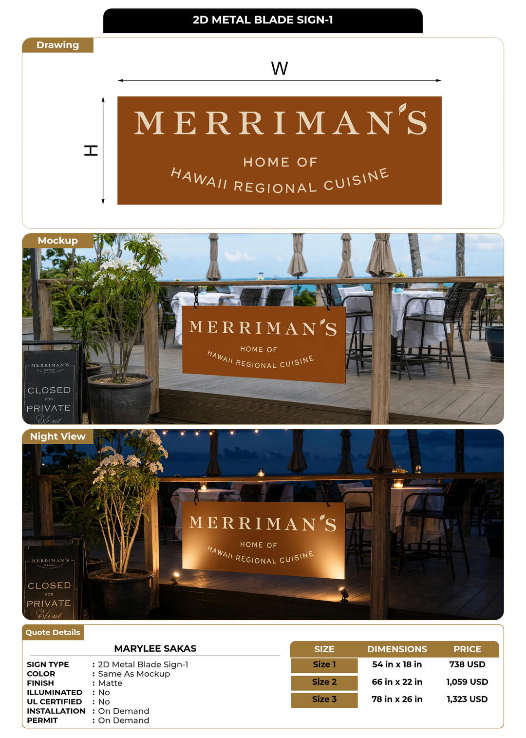 CUSTOM MOCKUP SIGN FOR Marylee Sakas