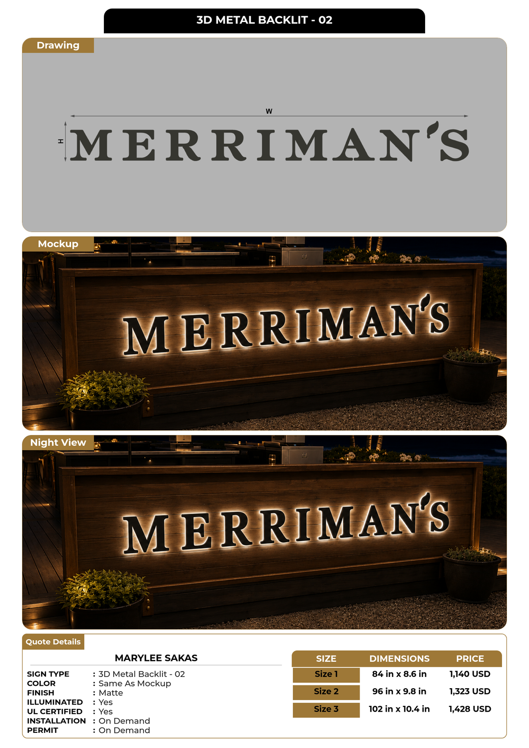 CUSTOM MOCKUP SIGN FOR Marylee Sakas