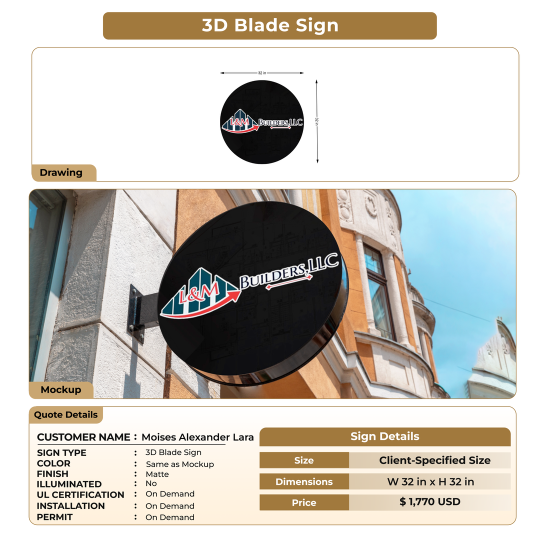 3D Blade Signs For Moises Alexander Lara