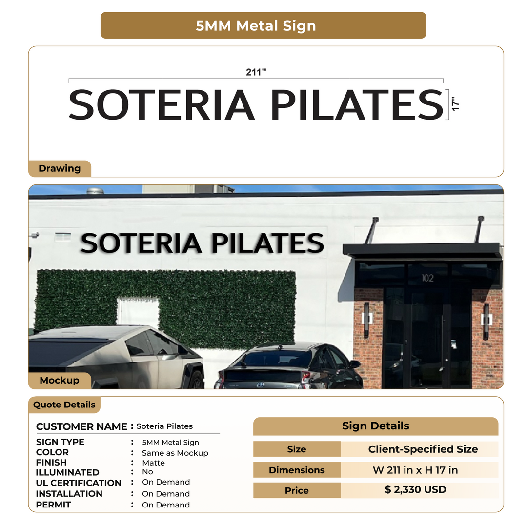 Custom Signs for Soteria Pilates