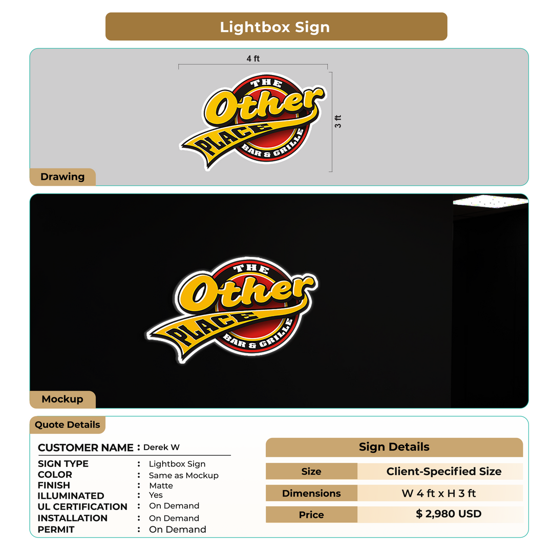Lightbox Sign for Derek W