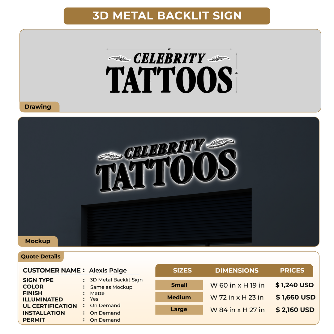 Business signage for Alexis Paige