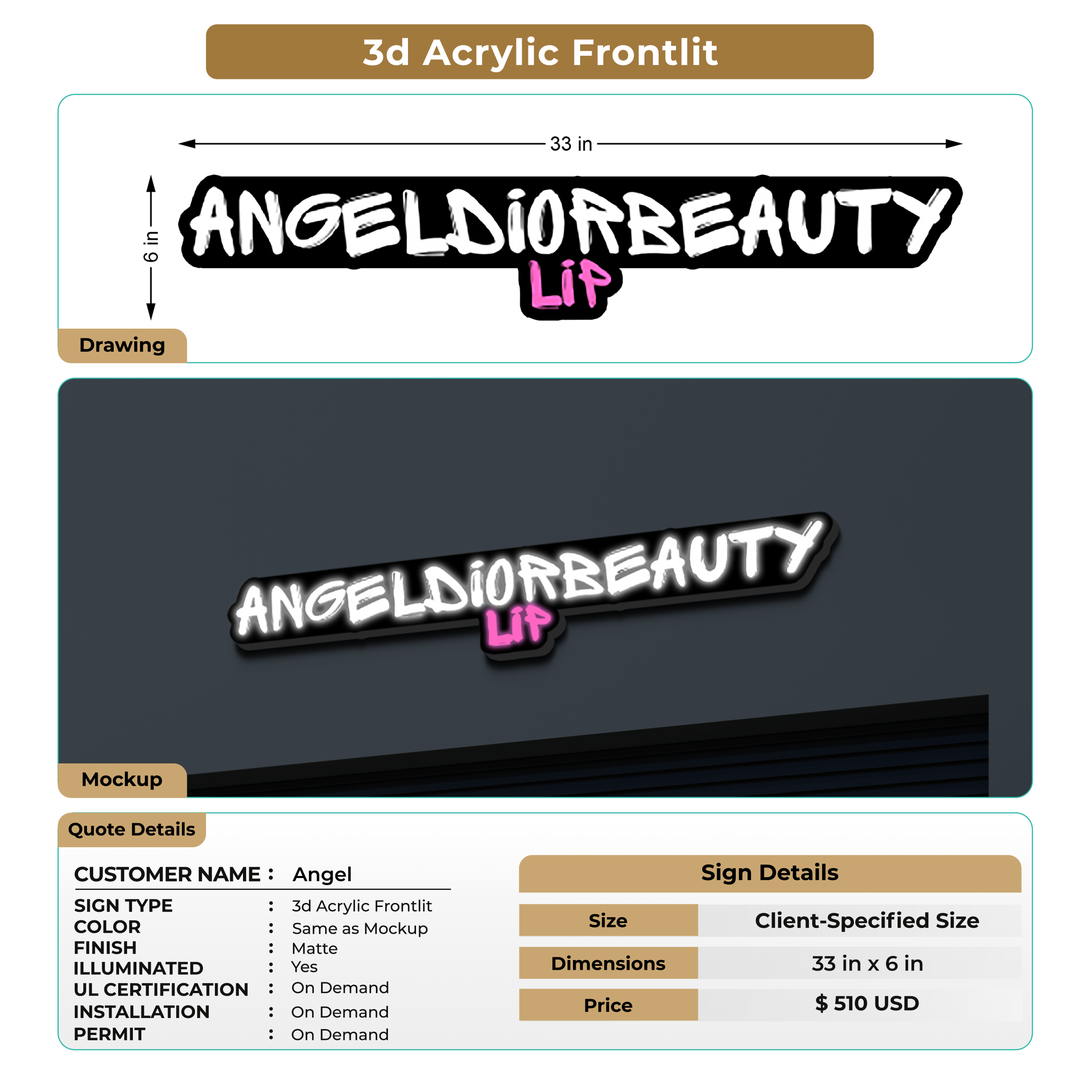 3d acrylic frontlit for Angel