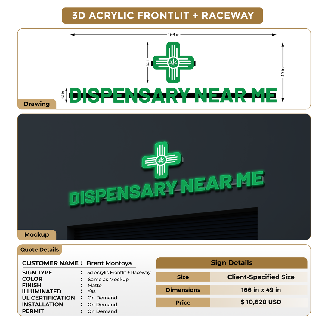 3d acrylic frontlit with raceways for Brent Montoya