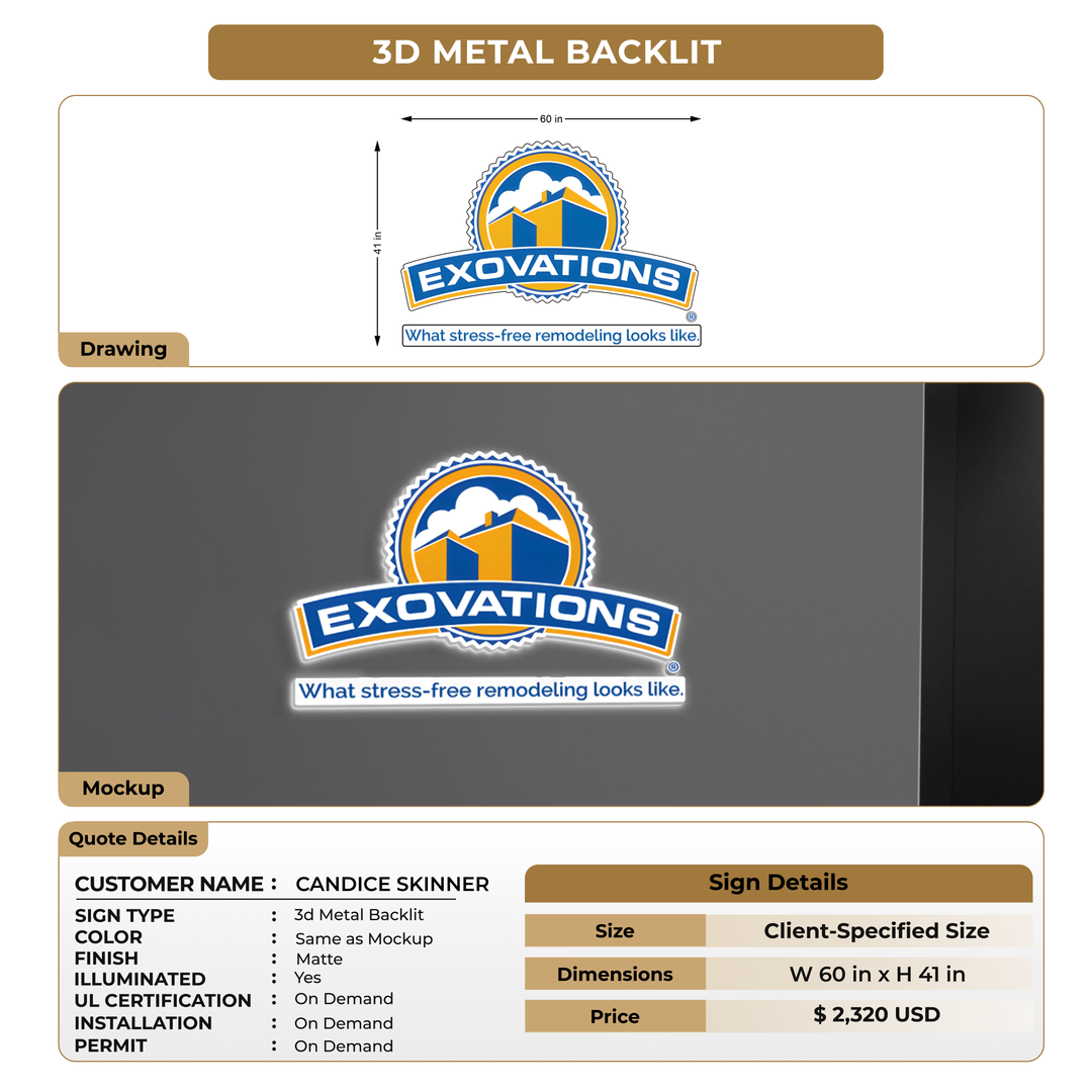 3D Metal Backlit Sign for CANDICE SKINNER
