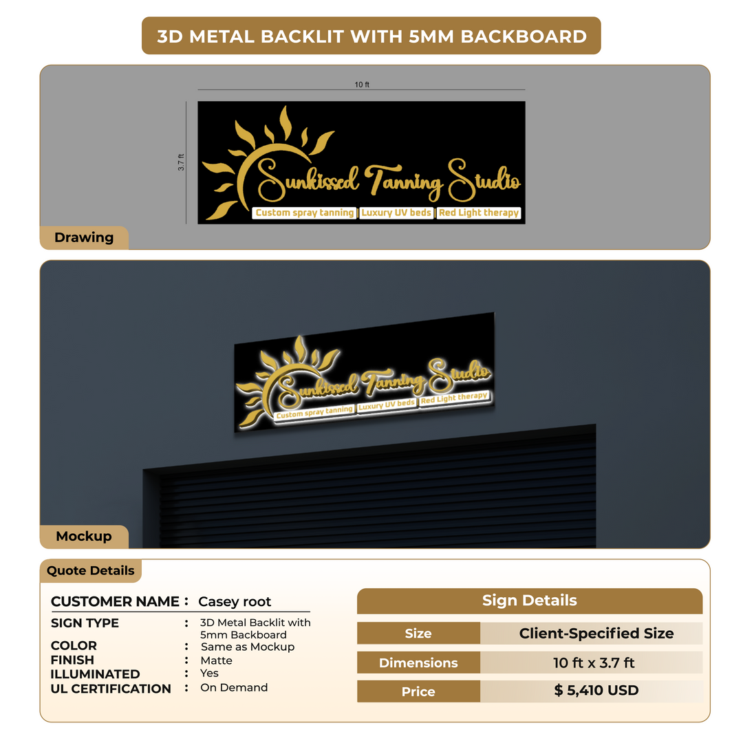 3D Metal backlit with background For Casey root