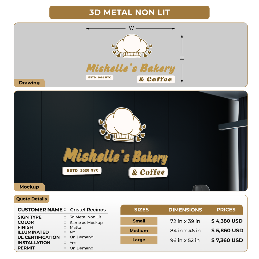 3D Metal Back-lit Sign For Cristel Recinos