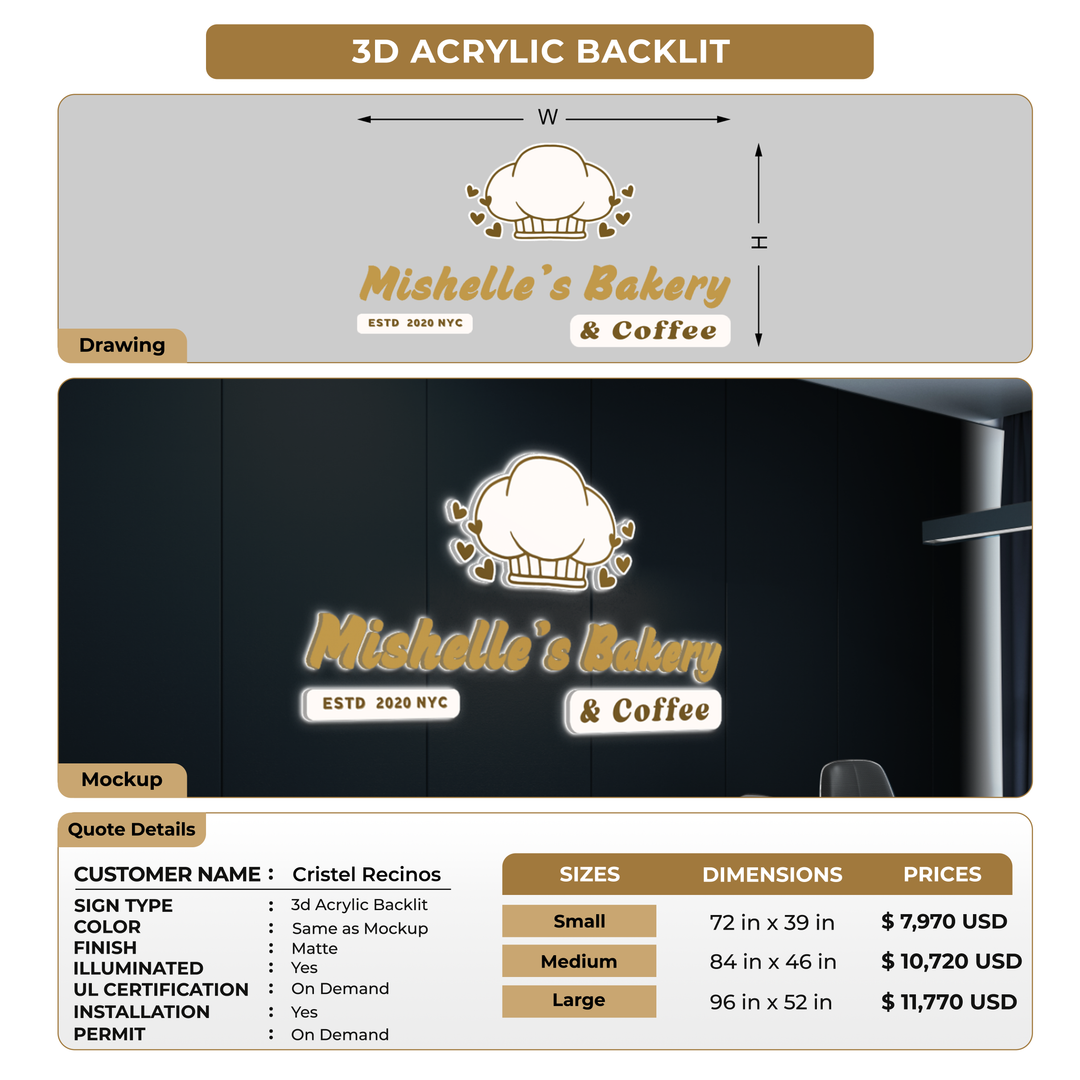 3D Metal Back-lit Sign For Cristel Recinos