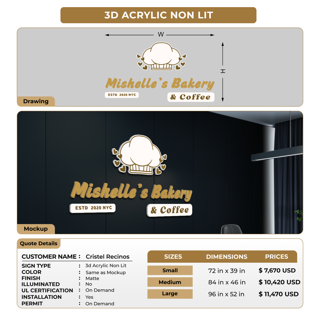 3D Metal Back-lit Sign For Cristel Recinos