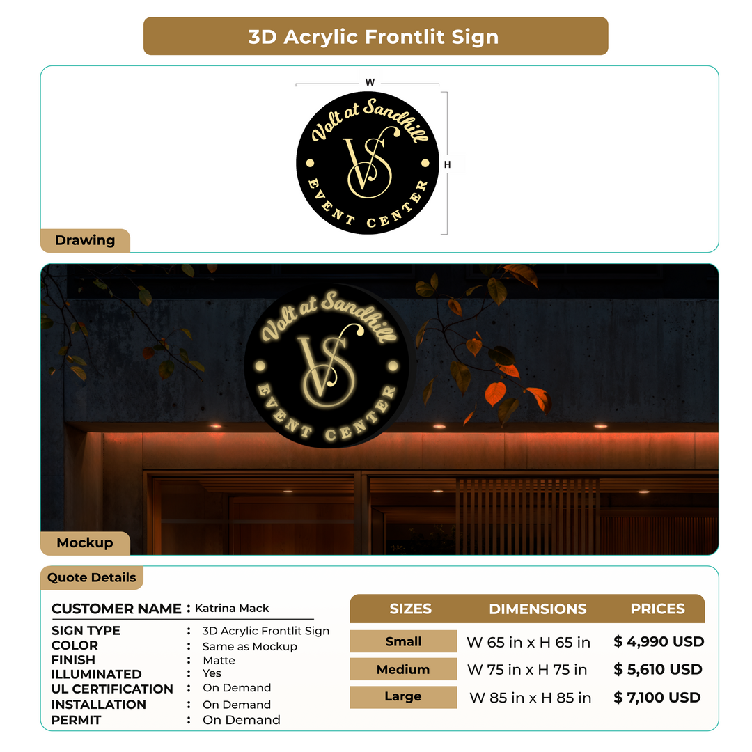 3D Acrylic Frontlit Sign for Katrina Mack