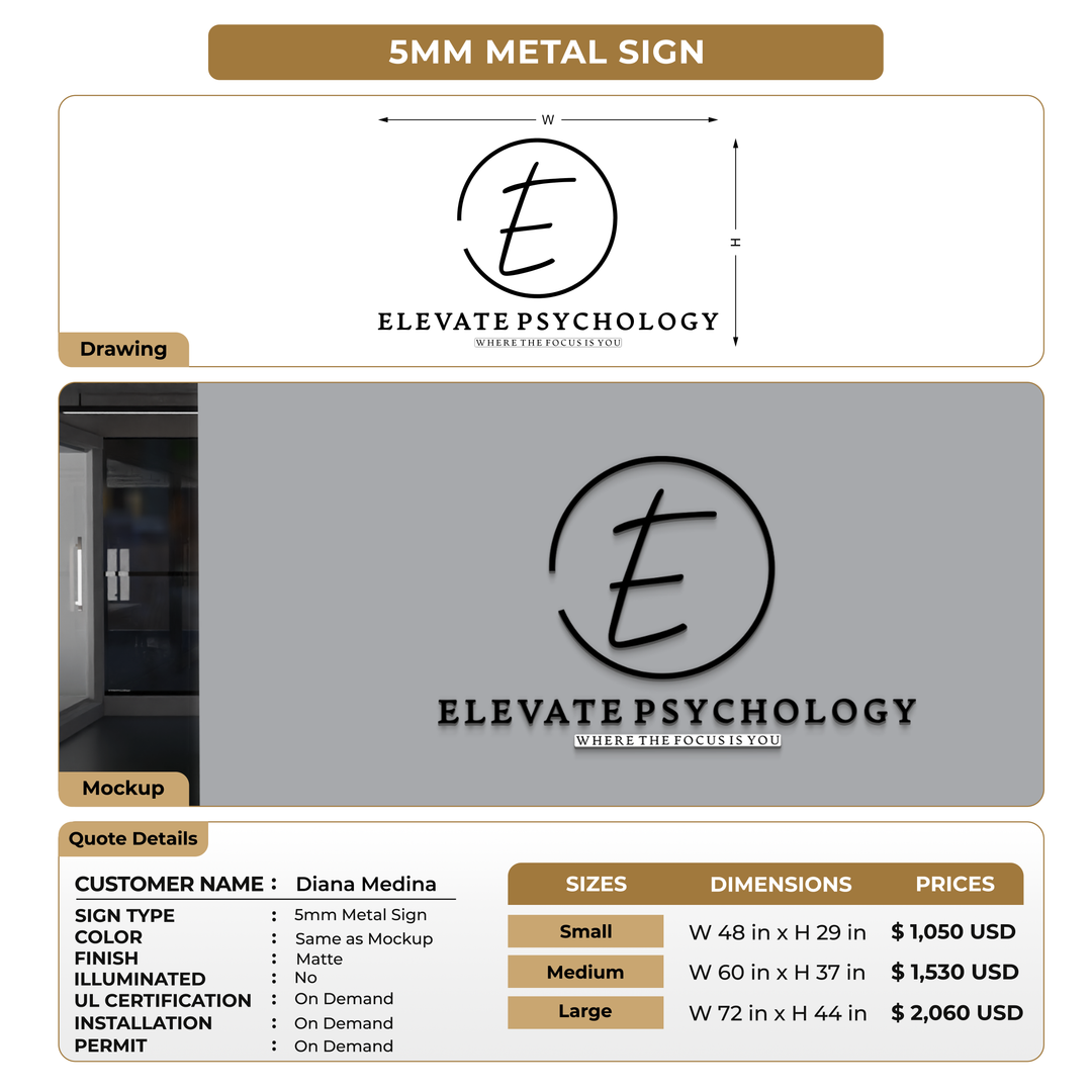 5mm metal sign for Diana Medina
