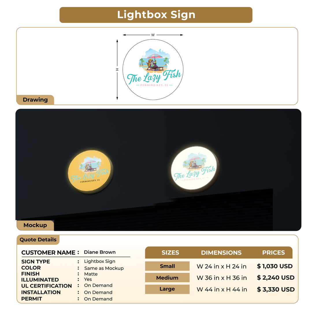 Light Box Sign for Diane Brown
