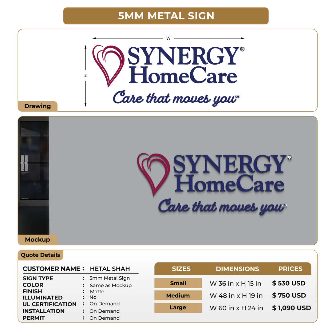 5mm metal sign for HETAL SHAH
