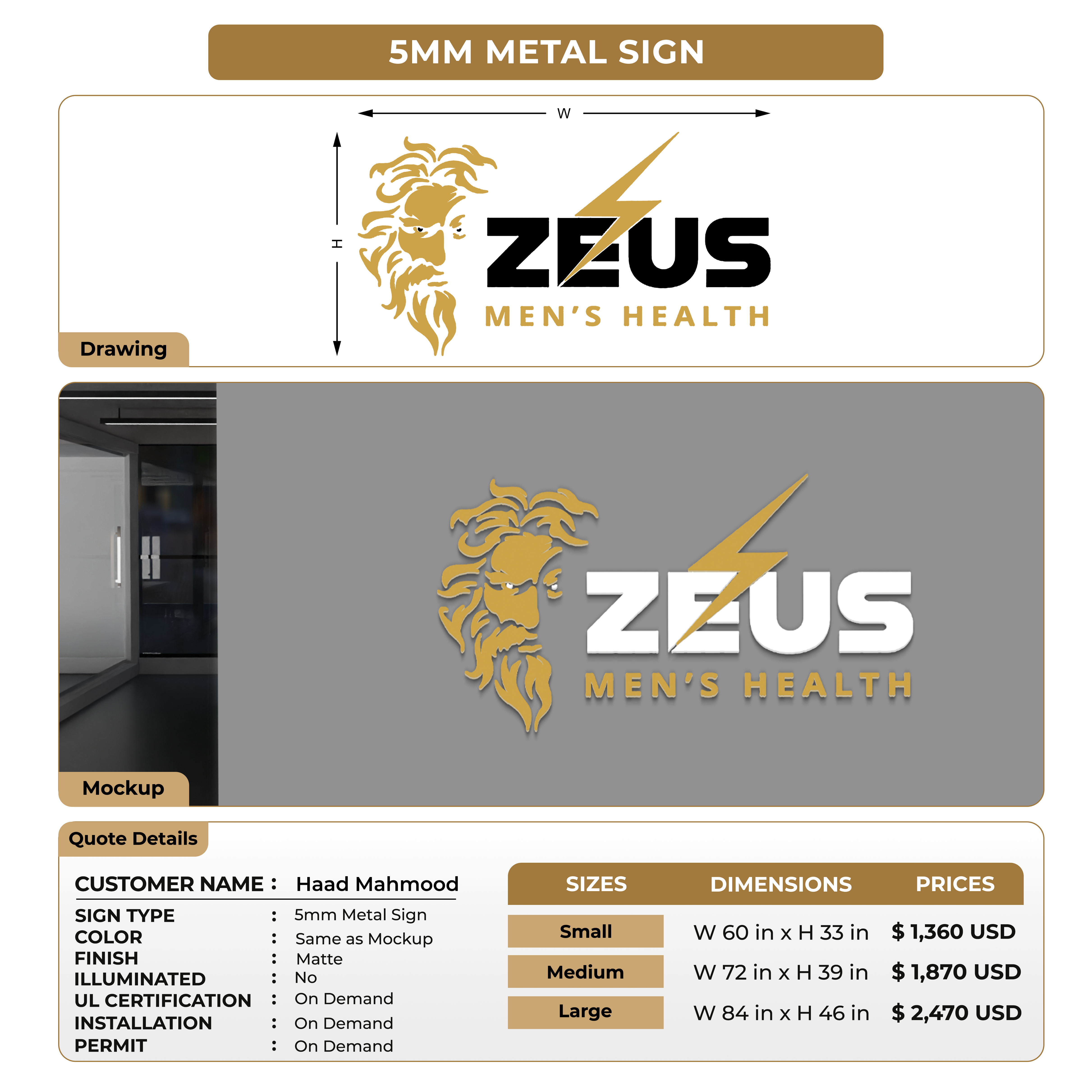 Business signage for Haad Mahmood – Signize
