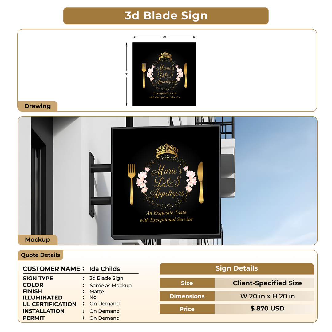 3D Blade Sign for Ida Childs