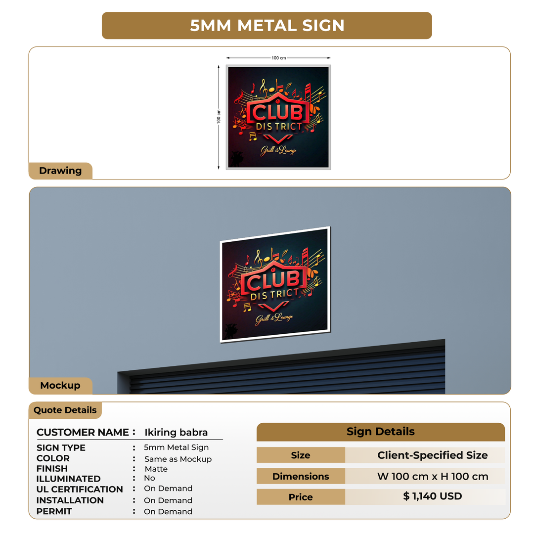 5mm metal sign for Ikiring babra