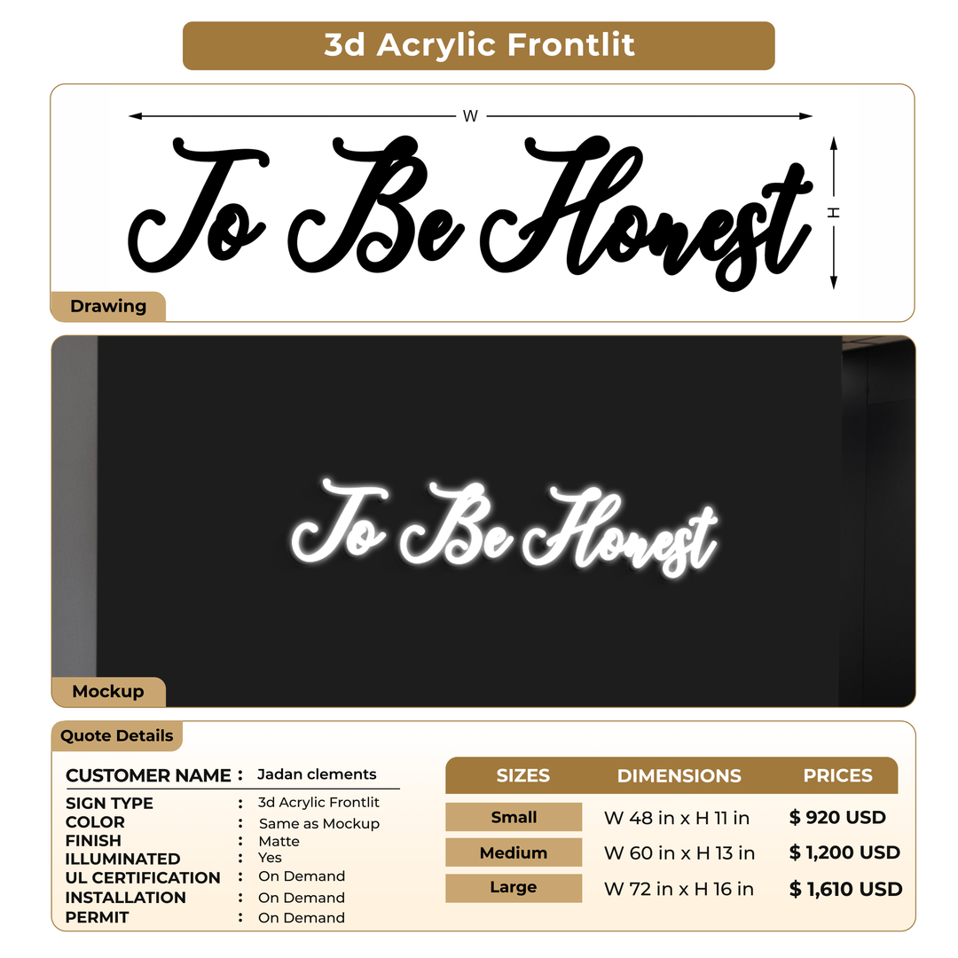 3D Acrylic Frontlit Sign for Jadan clements