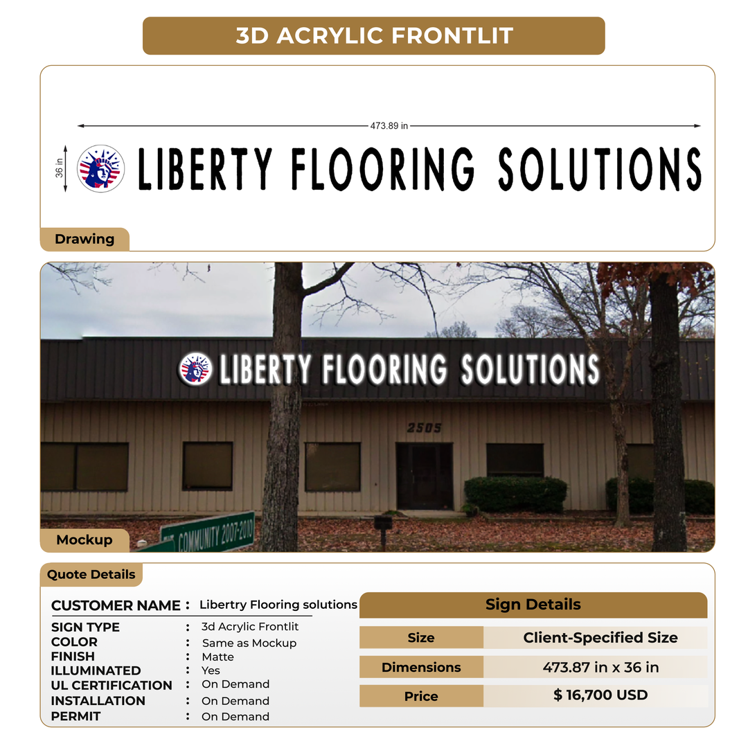 3d acrylic frontlit for Libertry Flooring solutions