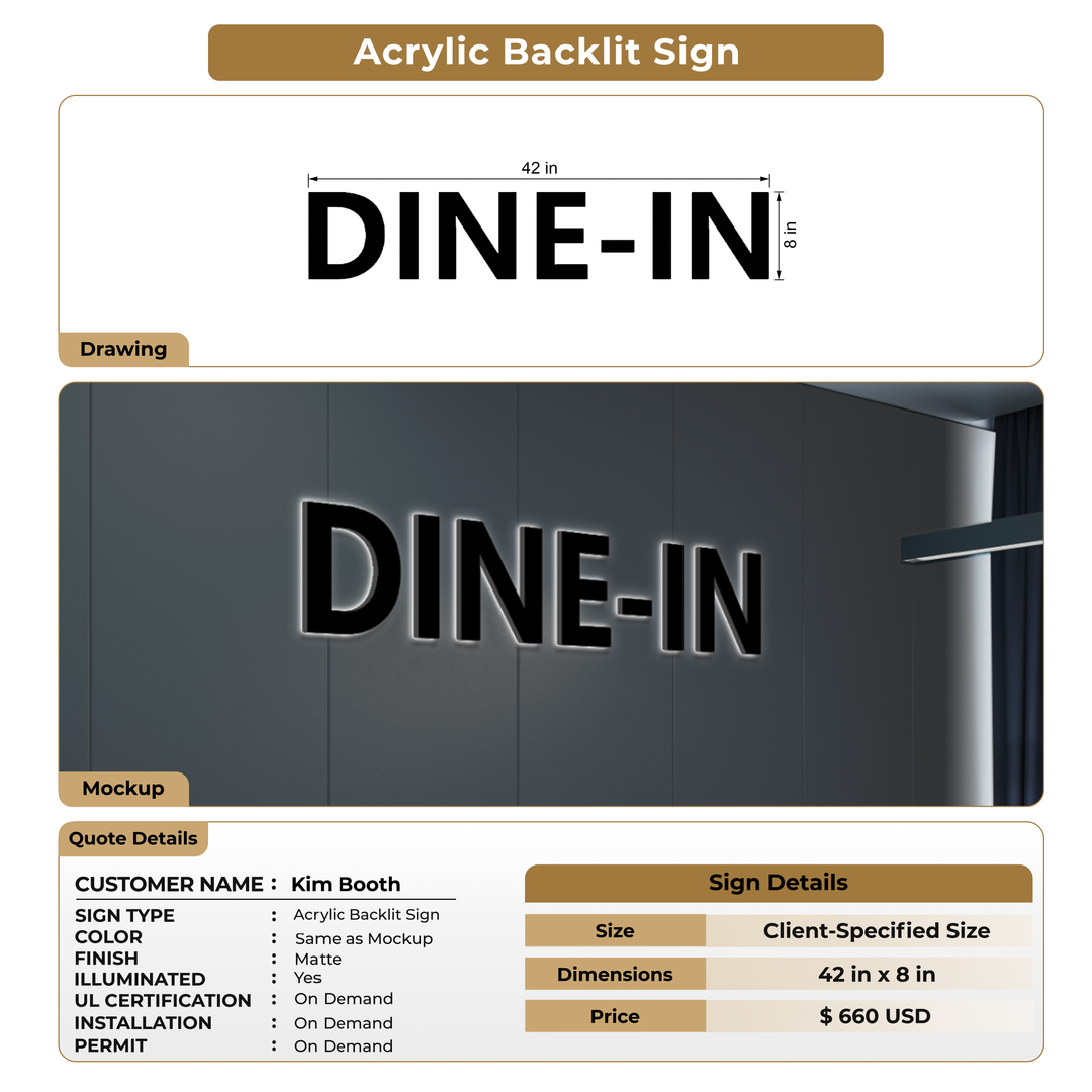 3D acrylic backlit Signs for Kim Booth