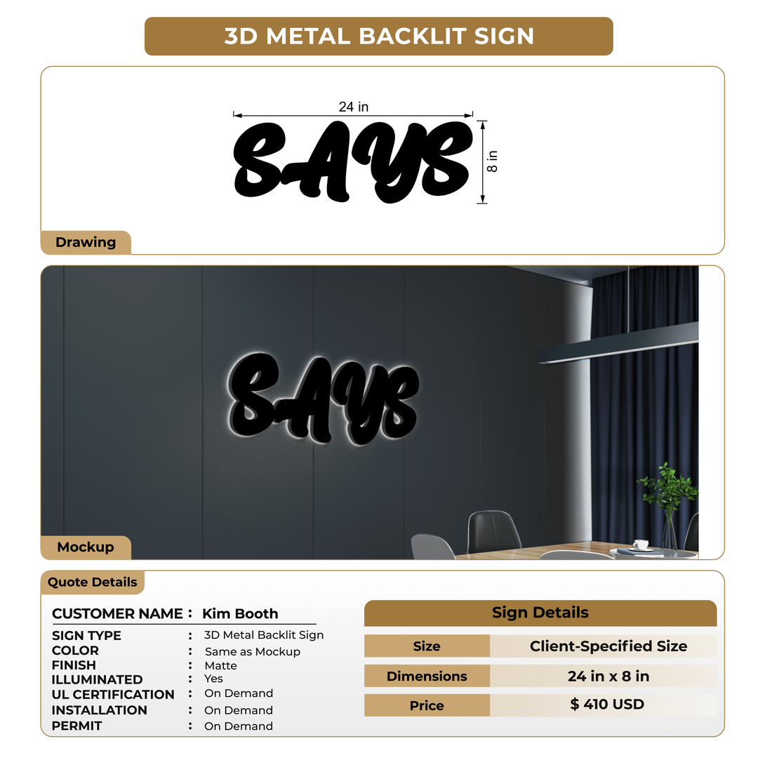 Custom Signs For Kim Booth .