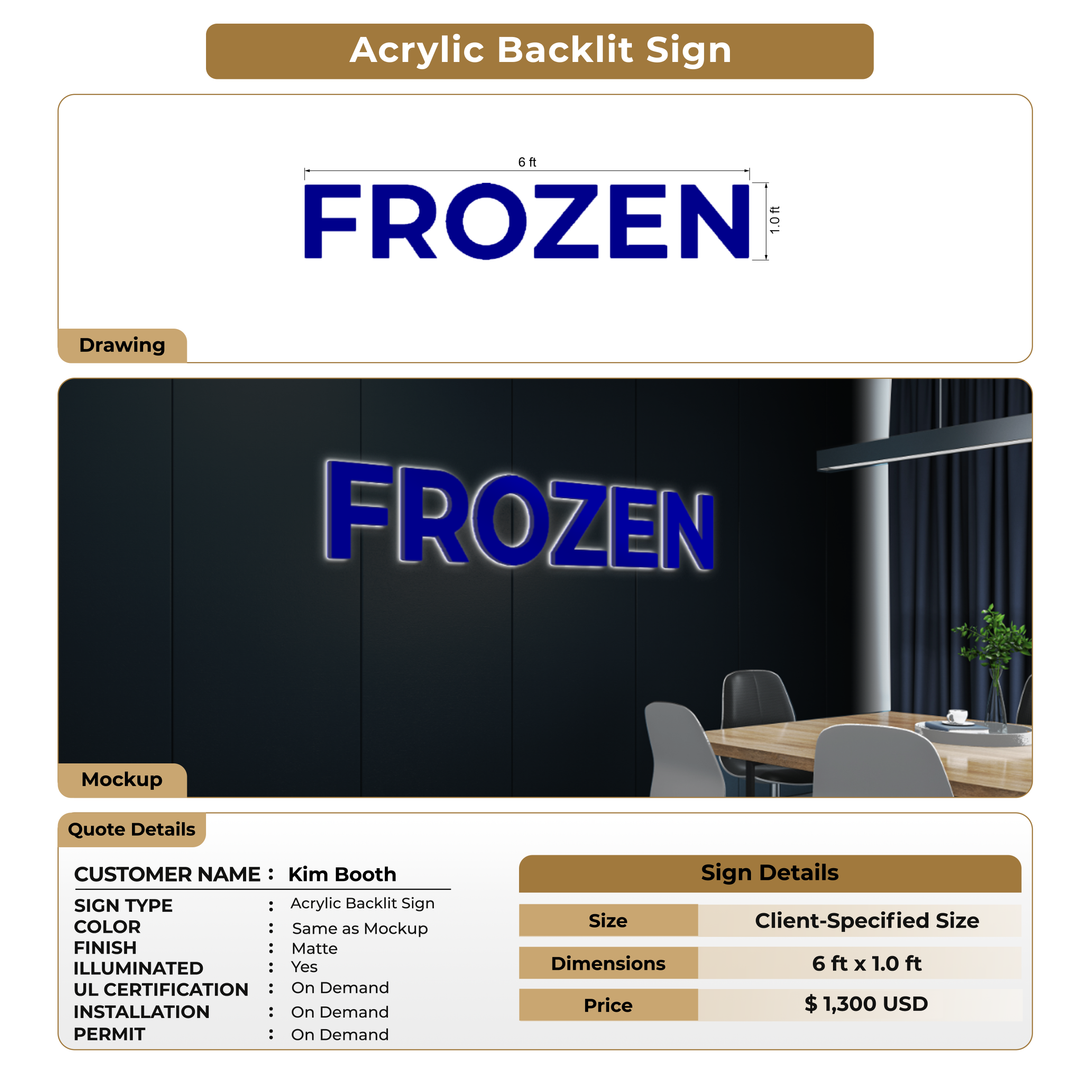 3D acrylic backlit Signs for Kim Booth