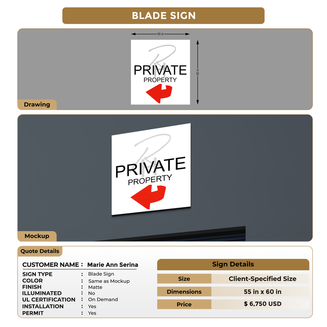 Customize Blade Signs for Marie Ann Serina