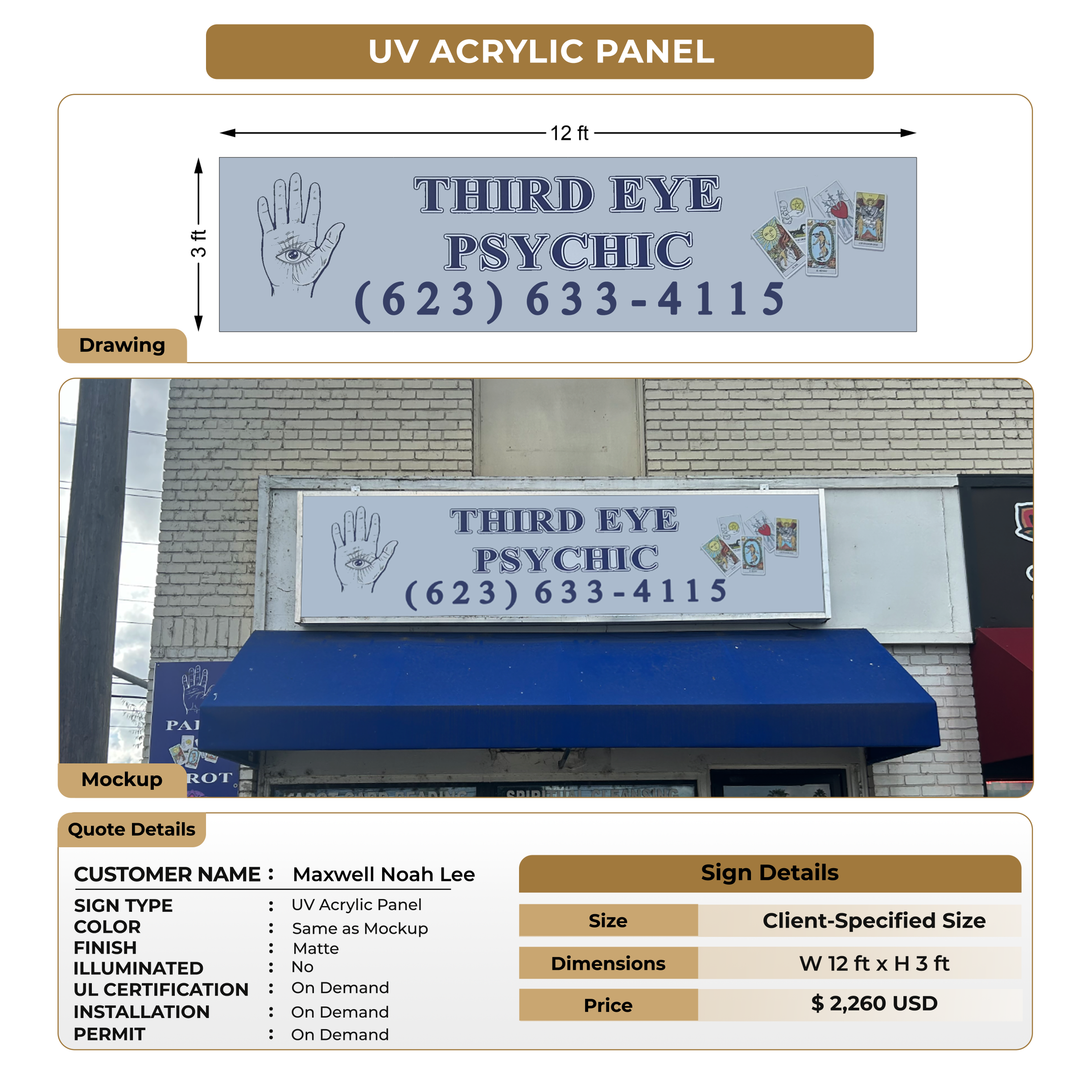UV Acrylic Panel for Maxwell Noah Lee