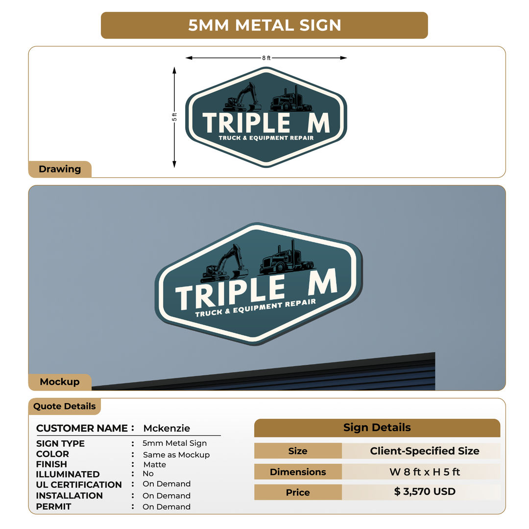 5mm metal sign for Mckenzie