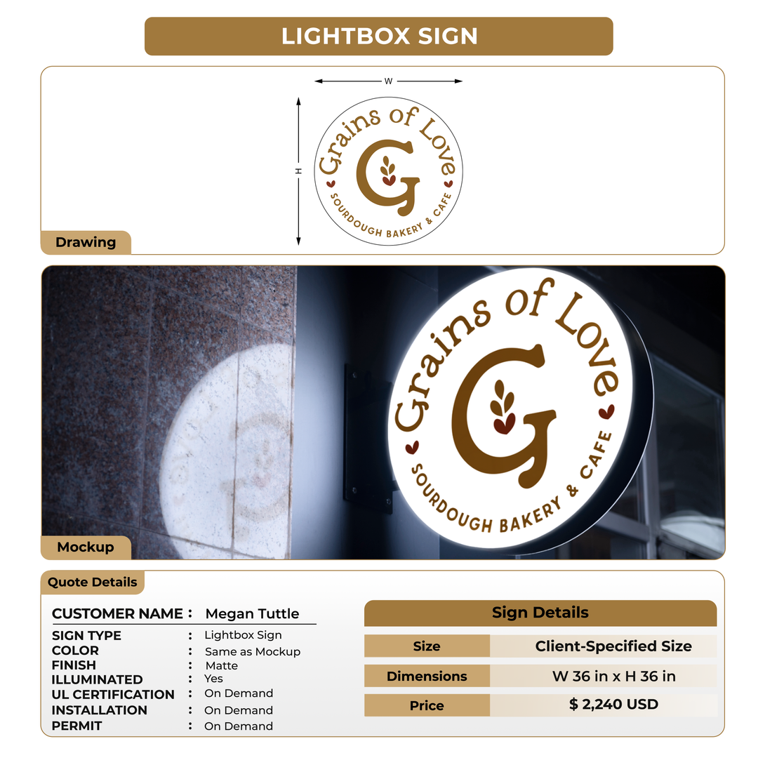 Lightbox Sign for Megan Tuttle