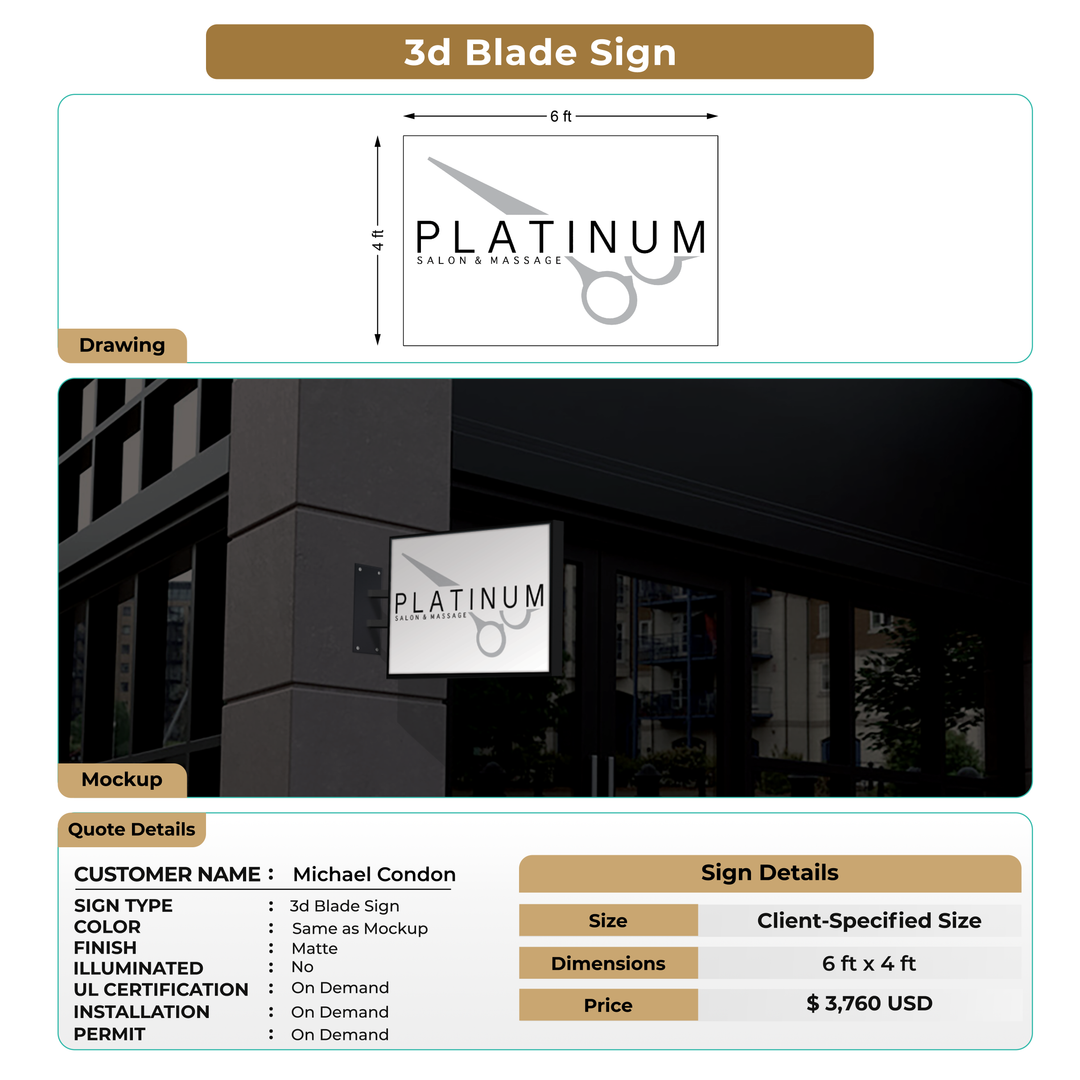 3D Blade sign for Michael Condon